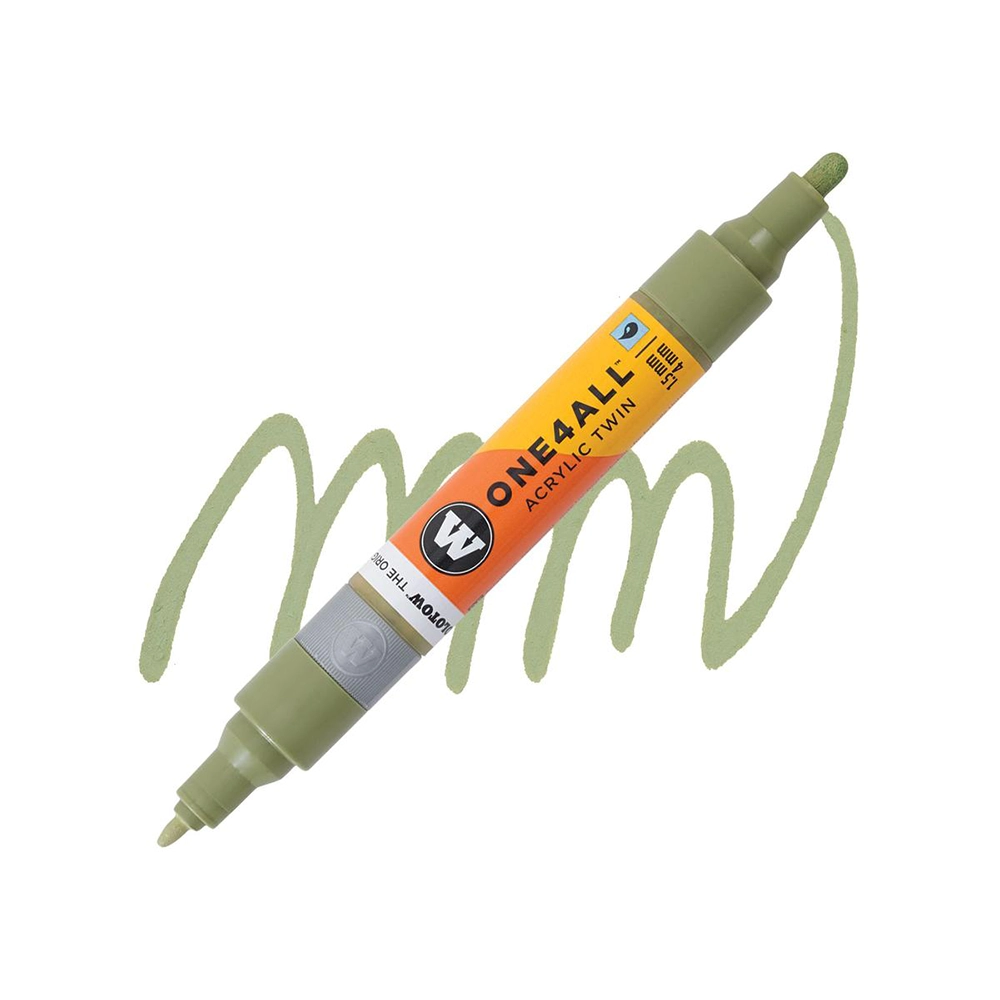 Molotow ONE4ALL Acryl Twin двустранен акрилен маркер, 1,5 + 4 мм, светло амазонско зелен